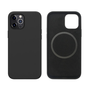 iPhone 12 Pro Max Compatible Case Cover With Liquid Silicone Magnetic Ring With MagSafe Technology-Black